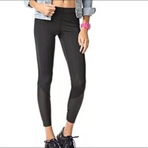 Terez Mixed Media Scallop Hem Black Leggings XL